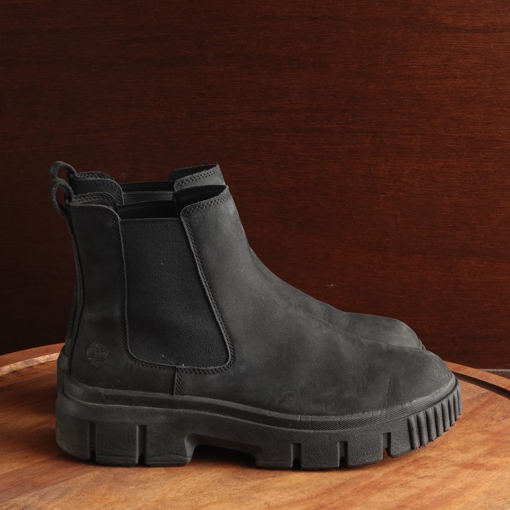 Timberland Boots WMS SZ 8.5 BLK Greyfield Chelsea Chunky Utility Gorpcore Ankle